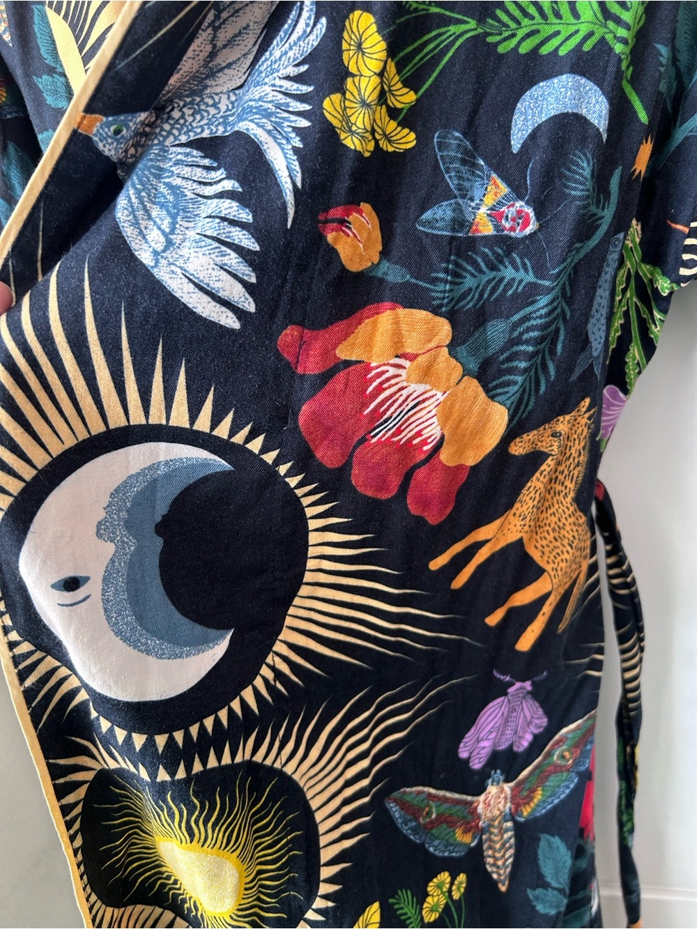 Anthropologie Black Sun & Botanical Print Robe - Picture 11 of 11